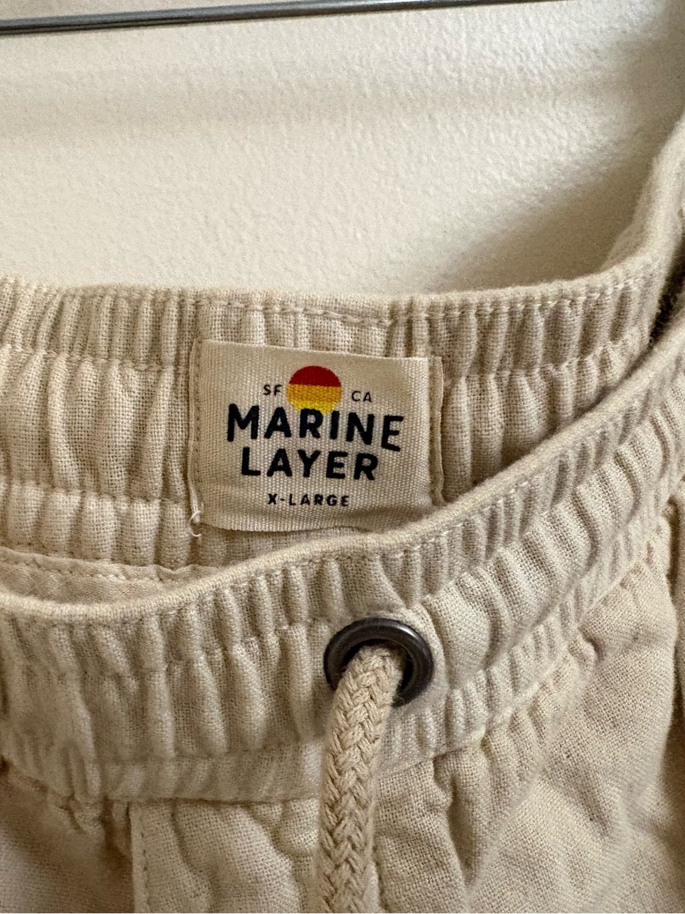 Marine Layer Saturday Beach Pants Men XL Natural Beige coastal soft cotton light - Picture 4 of 12